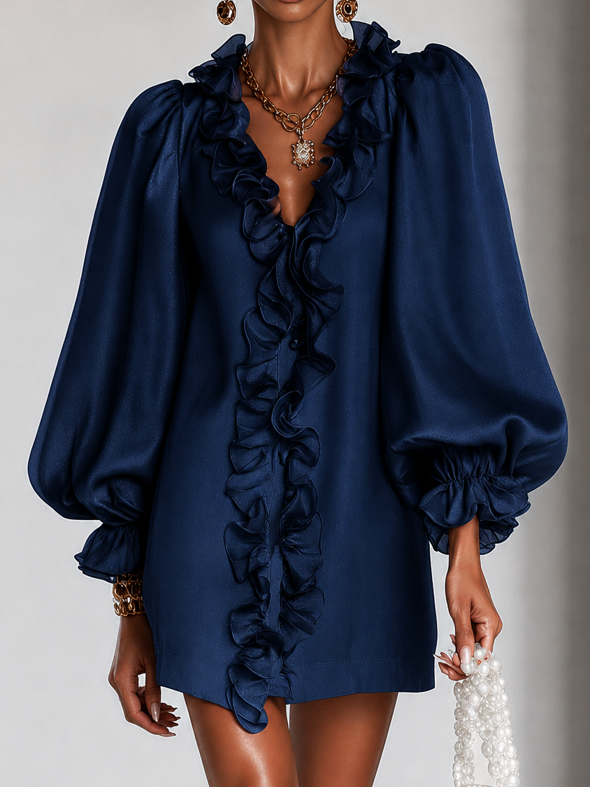 Roxanne | Ruffled Puff-Sleeve Mini Dress