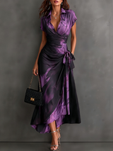 Darcy | Elegant Wrap Midi Dress with Abstract Print