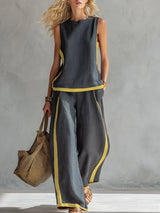Elena | Contrast-Trim Two-Piece Set