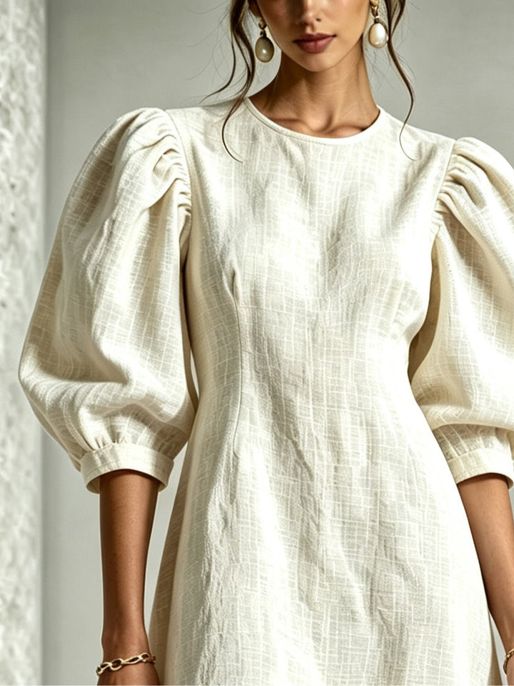 Adriana | Floral-Trim Puff-Sleeve Mini Dress