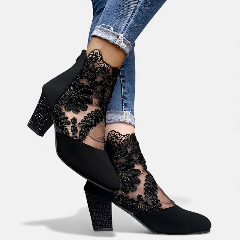 Corinthia | Lace-Detail Block Heels