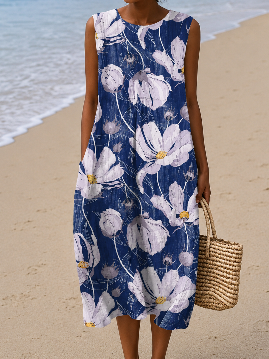 Eliza | Sleeveless Floral Midi Dress