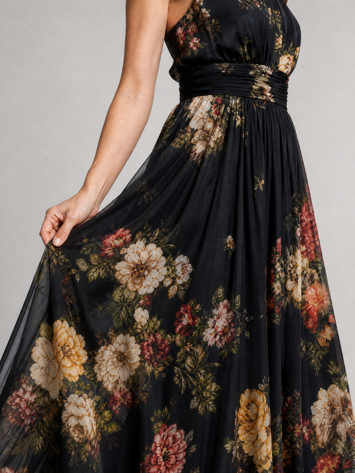 Evangeline | Floral Halter Neck Dress