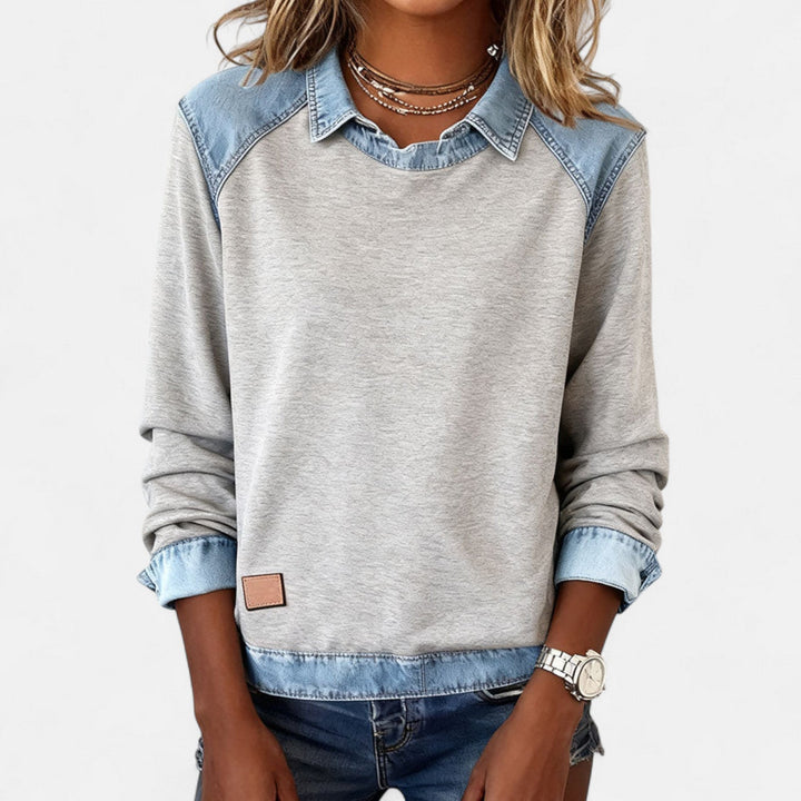 Odalie | Collared Two-Tone Sweater