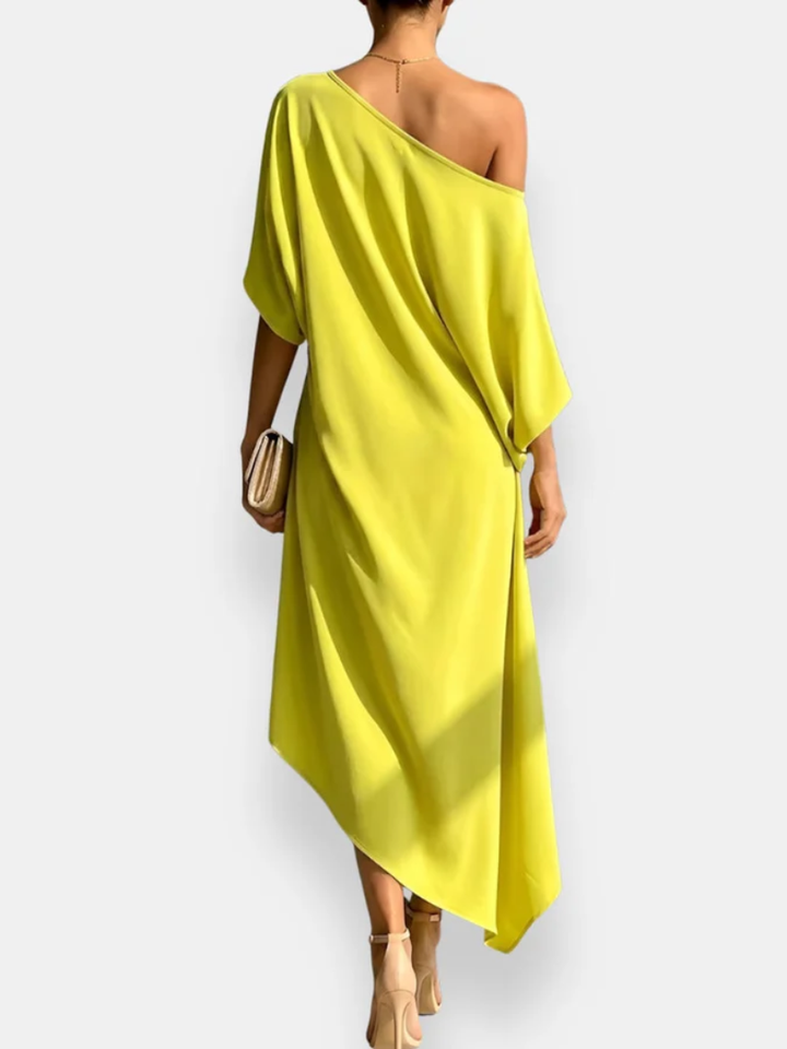 Vivien | Asymmetrical Draped Midi Dress