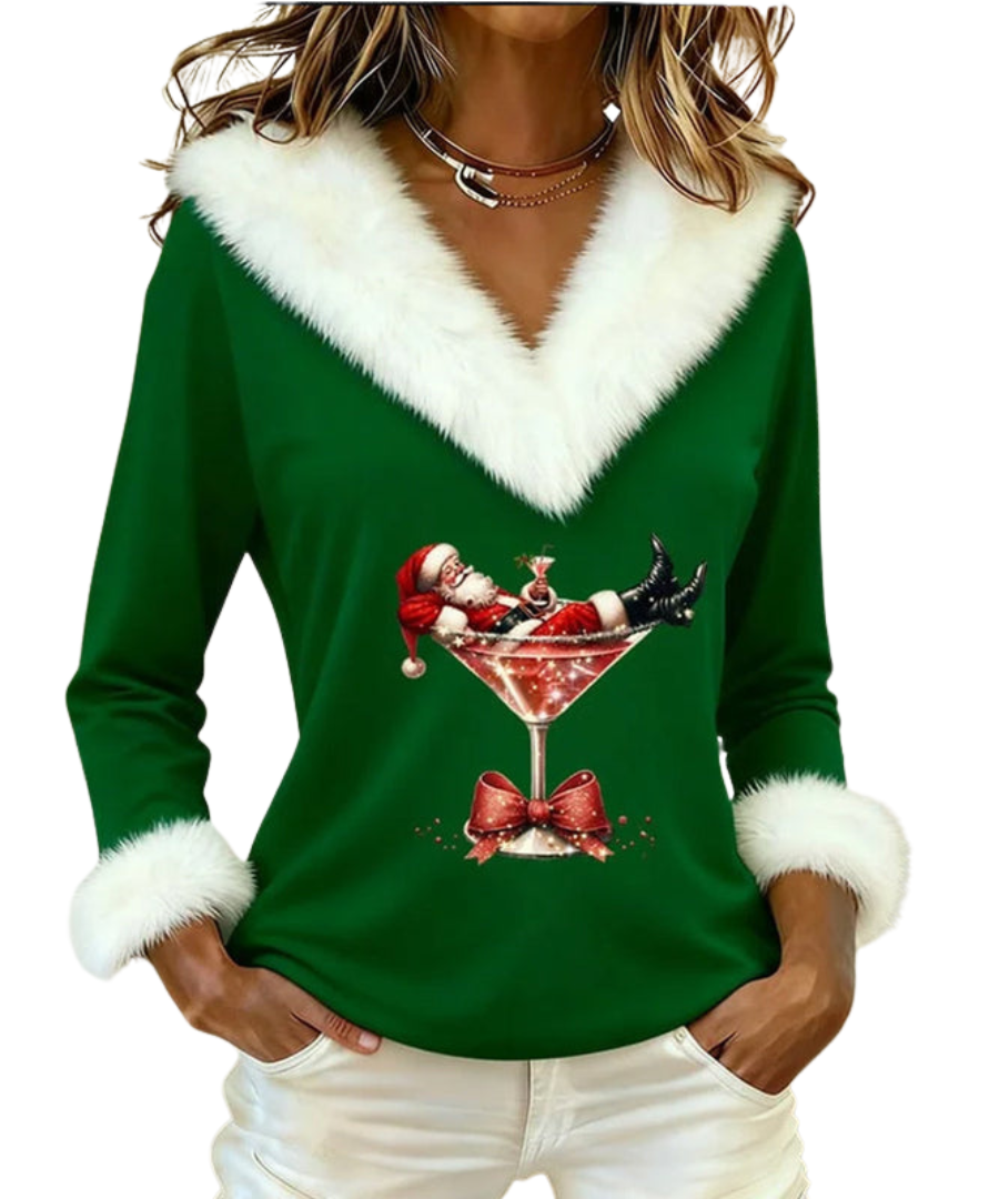 Holly | Festive V-Neck Holiday Top