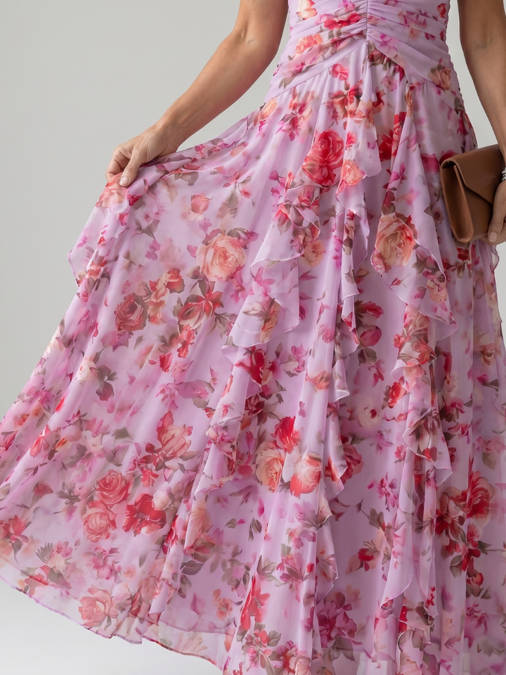 Lucille | Halter Neck Floral Maxi Dress