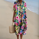 Adele | Painterly Floral V-Neck Dress
