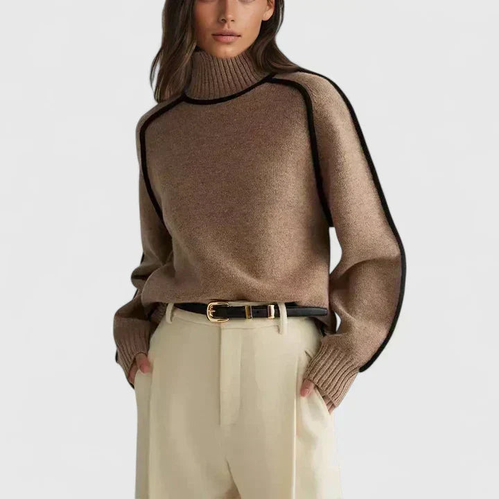 Heloise | Soft Piped Turtleneck Sweater
