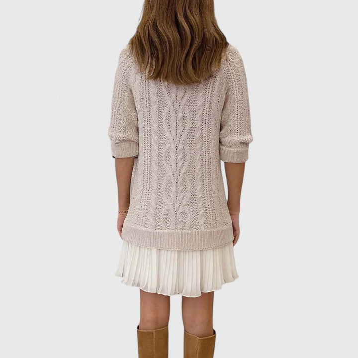 Verity | Cable-Knit Layered Sweater Dress