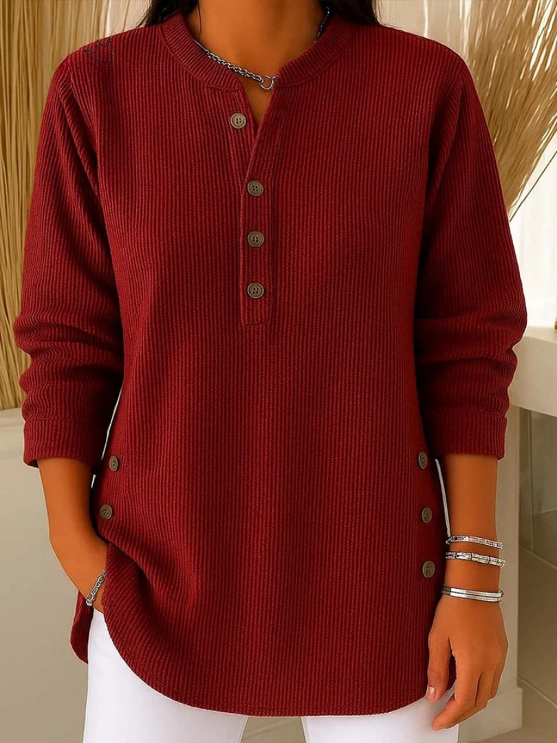Thea | Button-Detail Henley Top