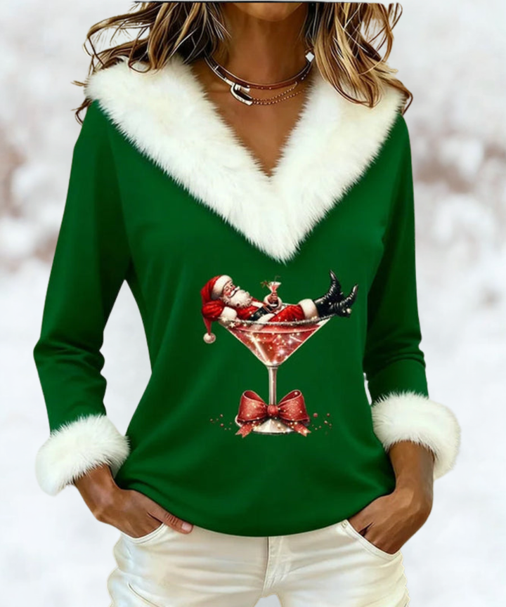 Holly | Festive V-Neck Holiday Top