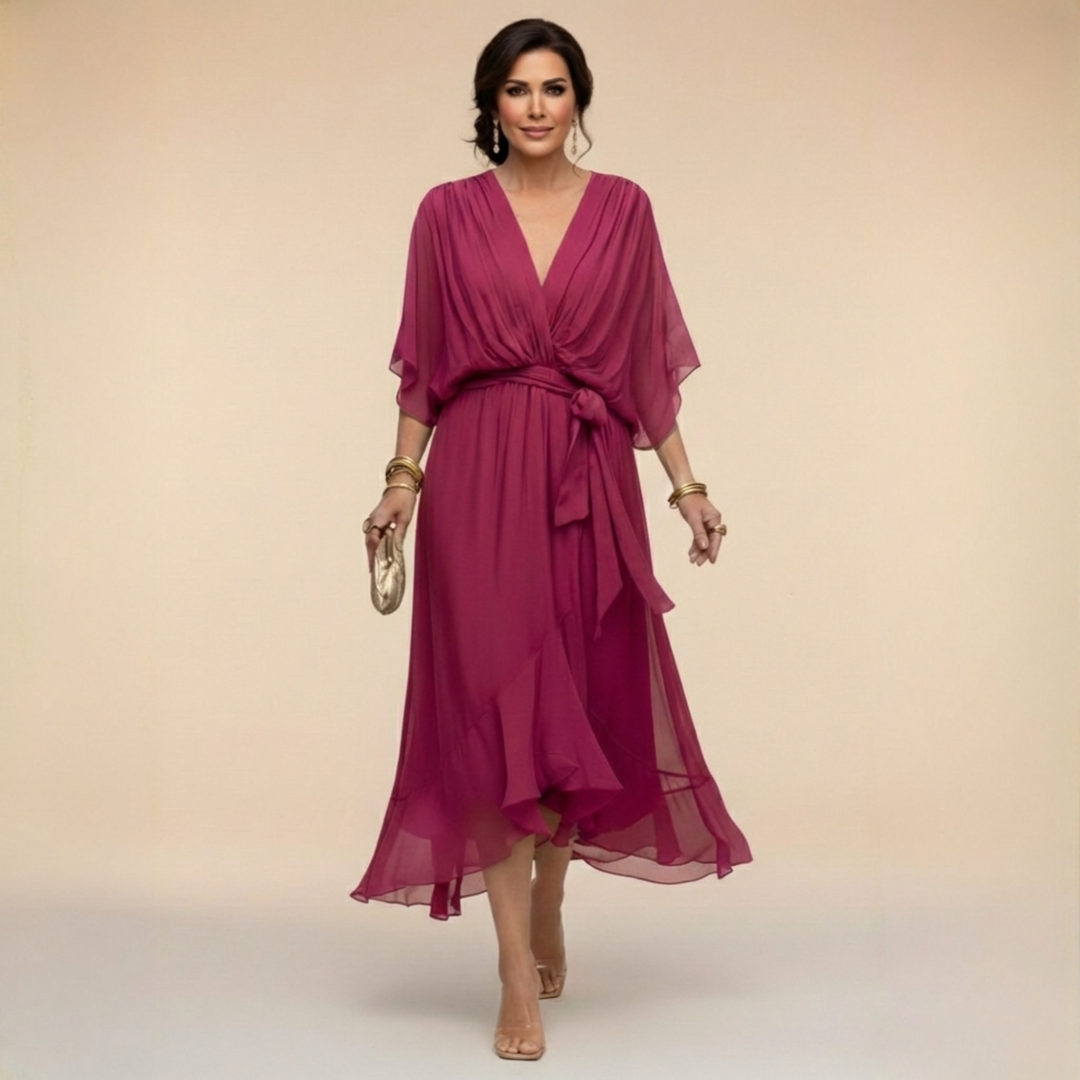 Delaney | Flowing V-Neck Midi Dress