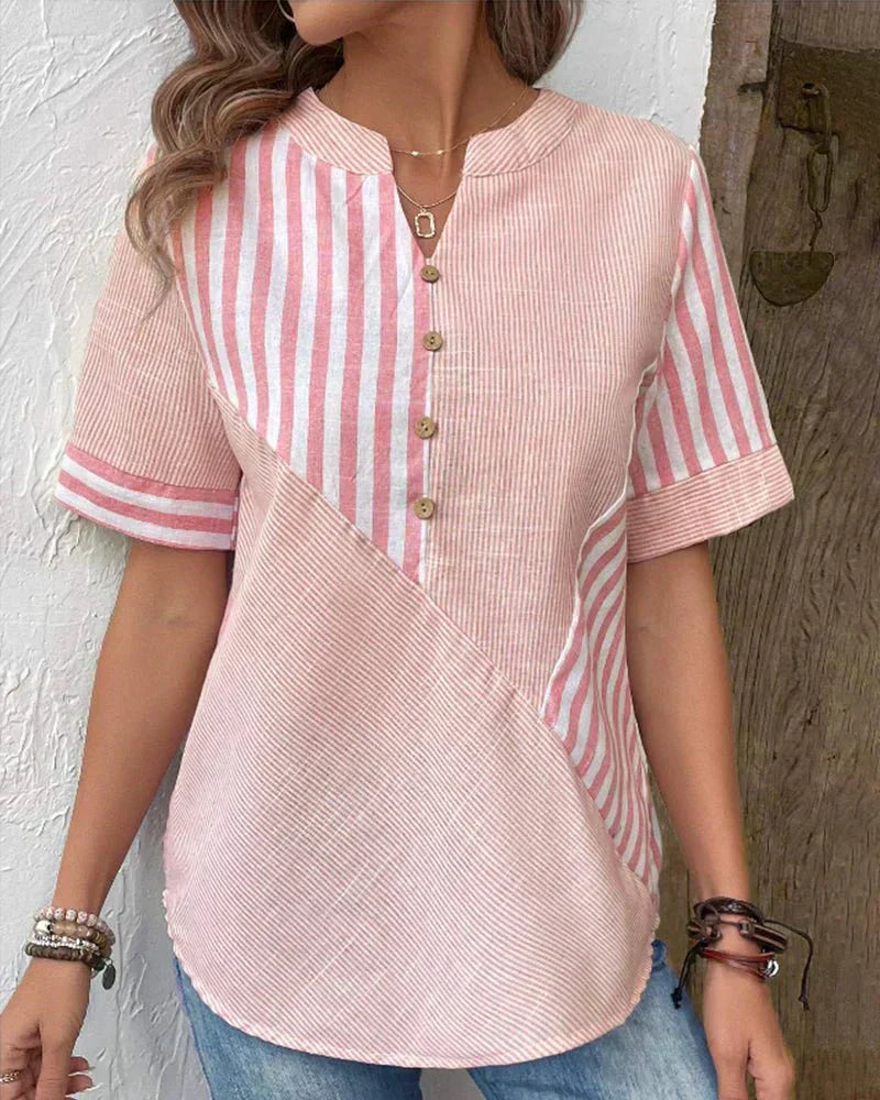 Annabel | Striped Short-Sleeve Blouse