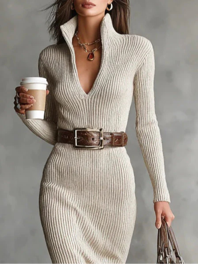 Lucienne | Ribbed Column Dress