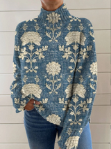 Eliza | Timeless Floral High-Neck Sweater