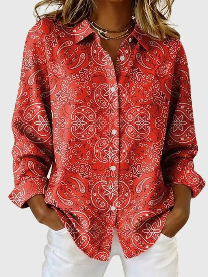 Deirdre | Paisley Print Button-Up Blouse