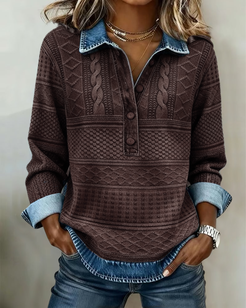 Delphina | Textured Collared Pullover