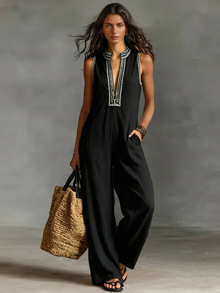 Brenna | Embroidered Wide-Leg Jumpsuit