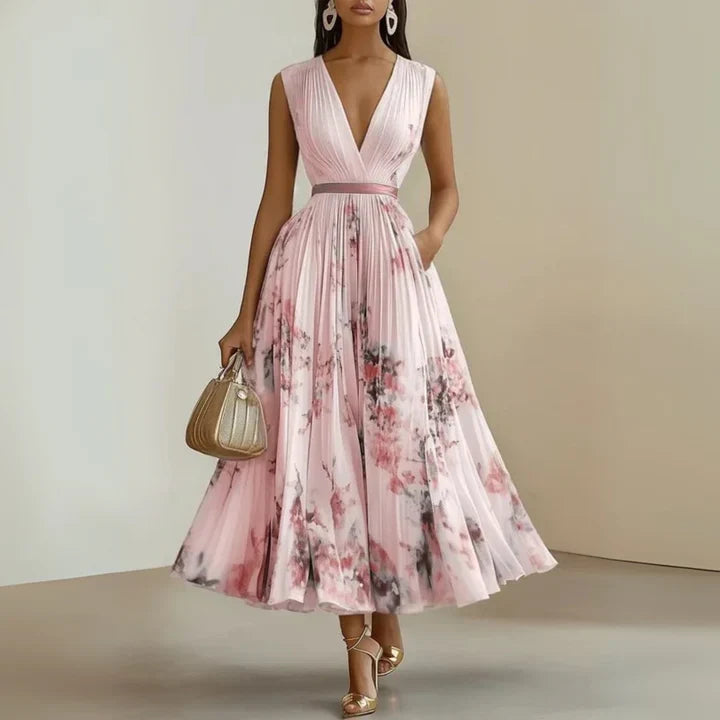 Genevra | Pleated Floral Maxi Dress