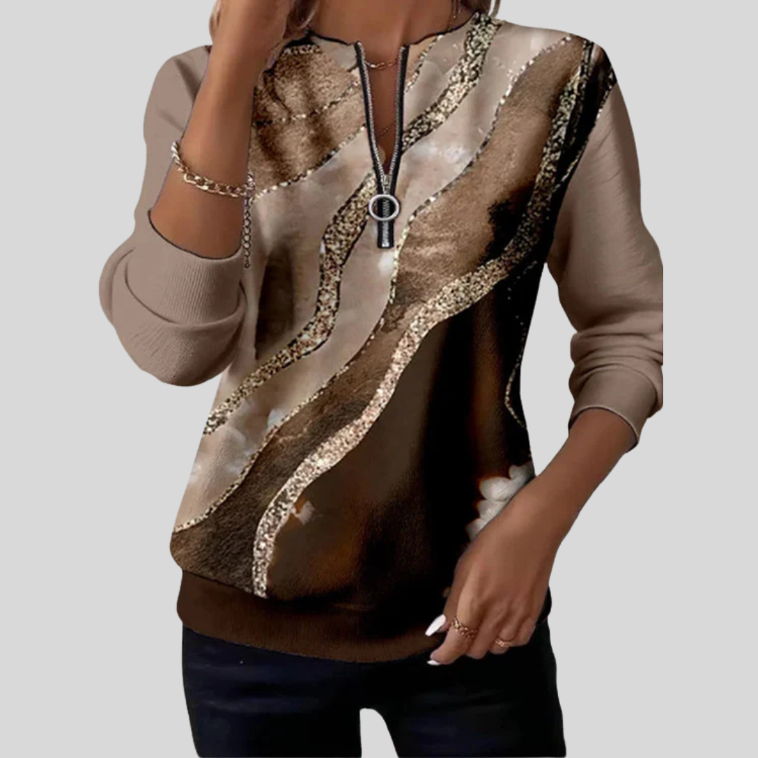 Verona | Artful Zip-Neck Sweatshirt
