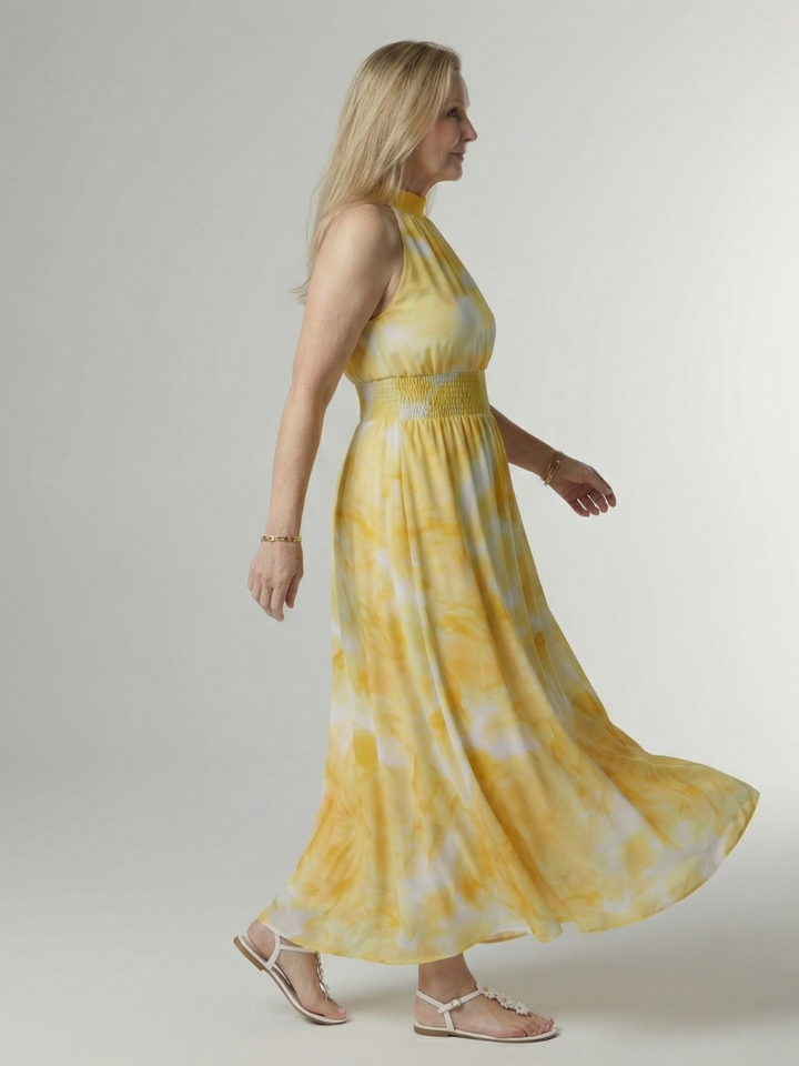 Marlene | Gathered Halter Midi Dress