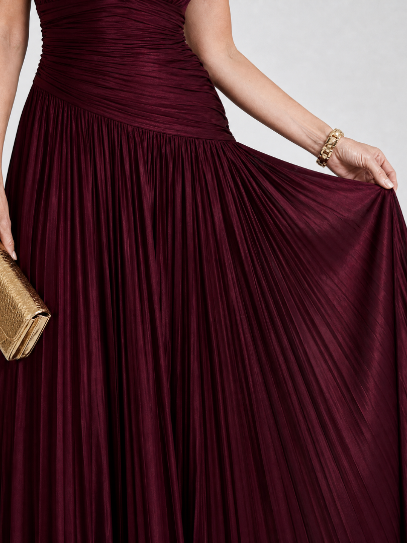 Sylvia | Sleeveless Pleated V-Neck Evening Dress
