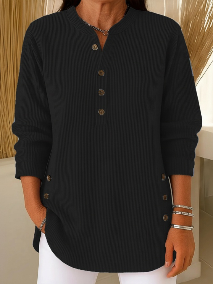 Delora | Ribbed Button-Front Top