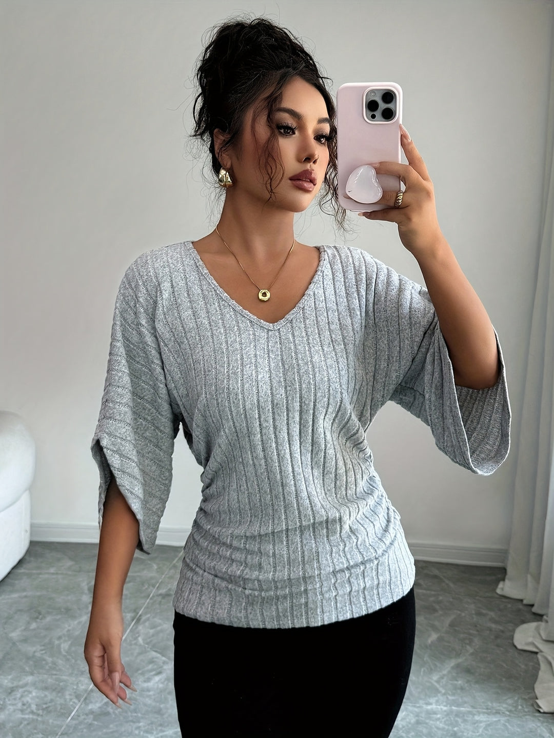 Sadie | Draped V-Neck Top