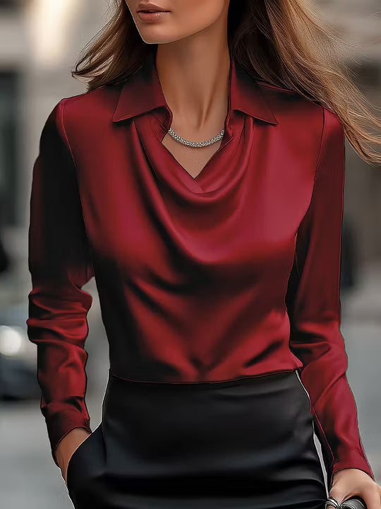 Wilhelmina | Draped-Neck Elegant Blouse