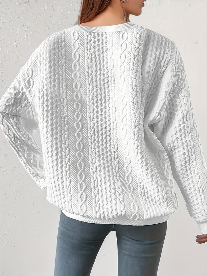 Lila | Cable-Textured Crewneck Sweatshirt