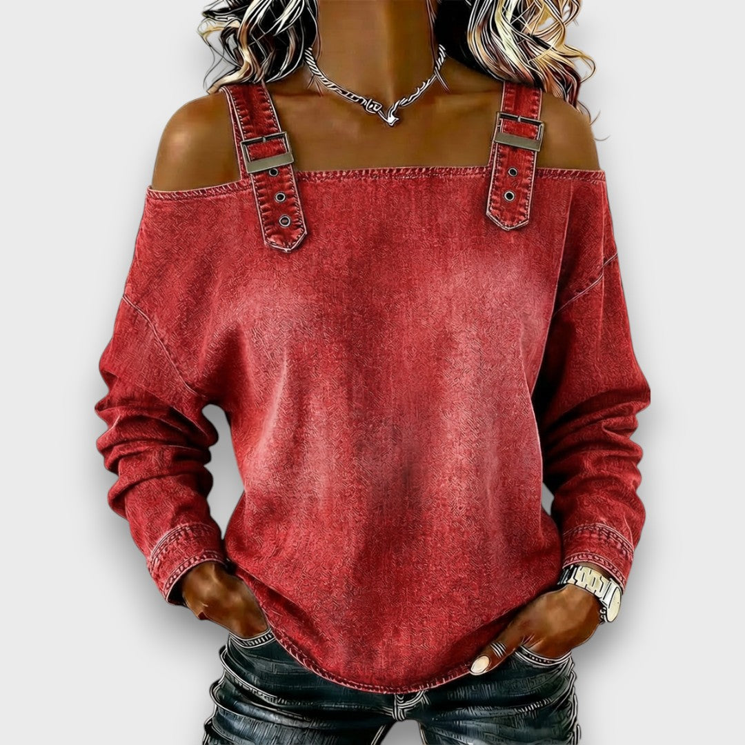 Everly | Cold-Shoulder Buckle-Strap Top