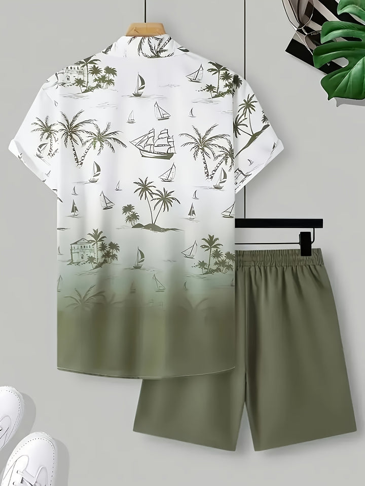 Whitaker | Men's Palm Print Shirt & Shorts Set