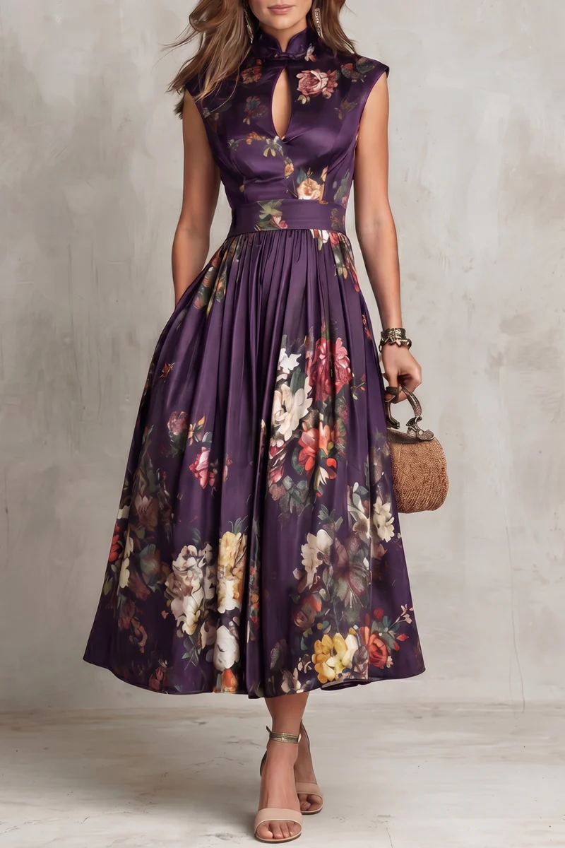 Odile | Floral Keyhole Midi Dress