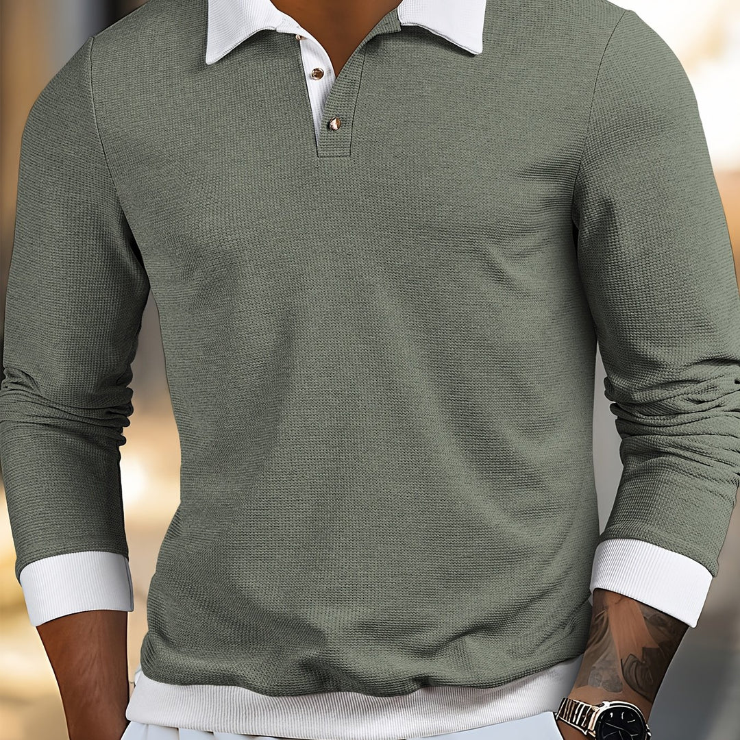 Clark | Men's Waffle Knit Contrast Collar Polo