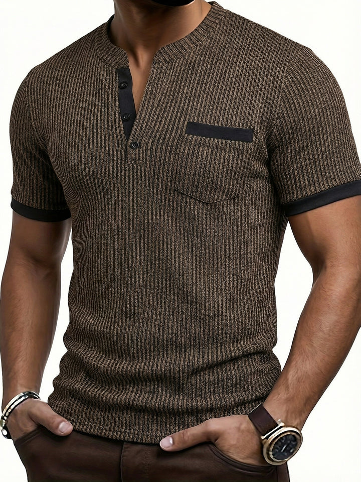Barry | Men's Textured Knit Short Sleeve Henley