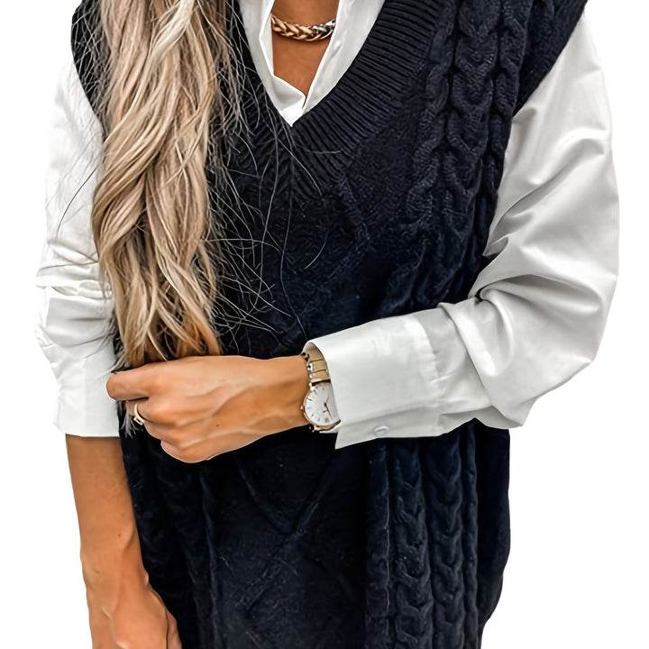 Cambria | Cable-Knit V-Neck Sweater Vest