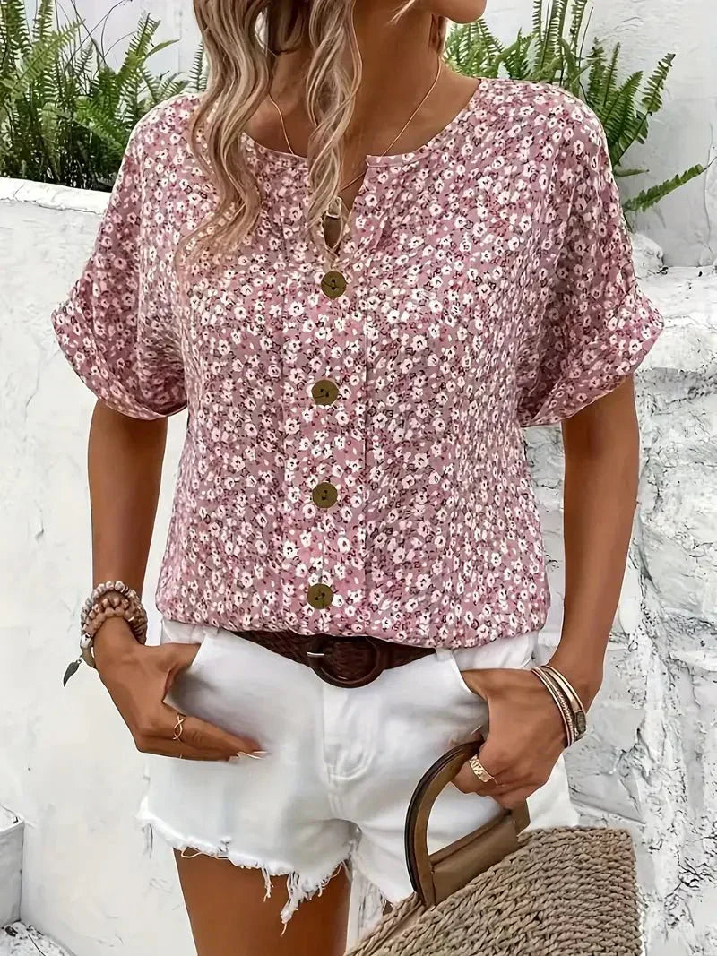 Faye | Ditsy Floral Notch Blouse