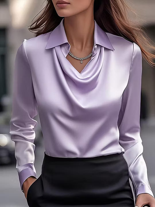 Wilhelmina | Draped-Neck Elegant Blouse