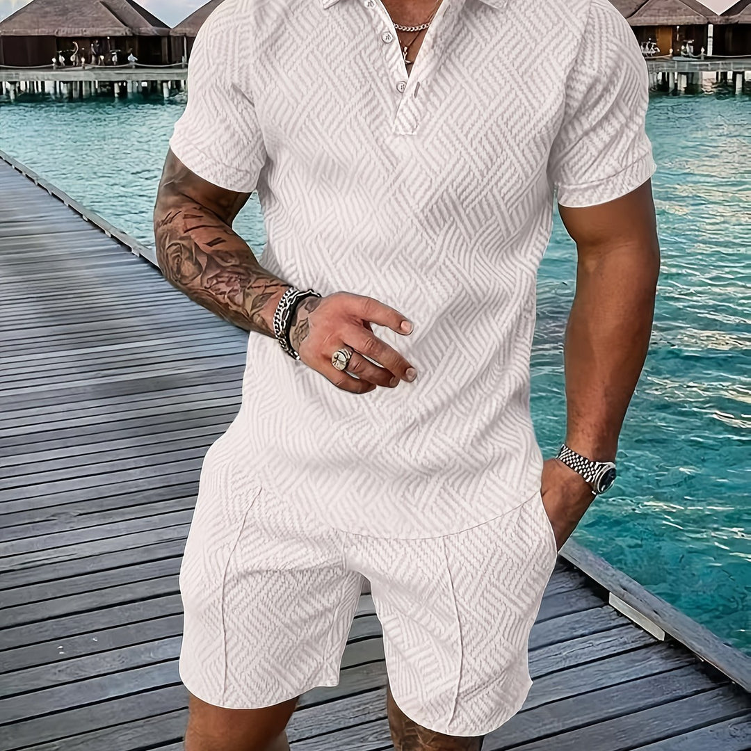 Solano | Men's Collar Button Placket Polo & Shorts Set