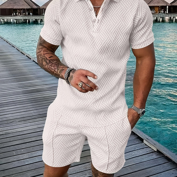 Solano | Men's Collar Button Placket Polo & Shorts Set
