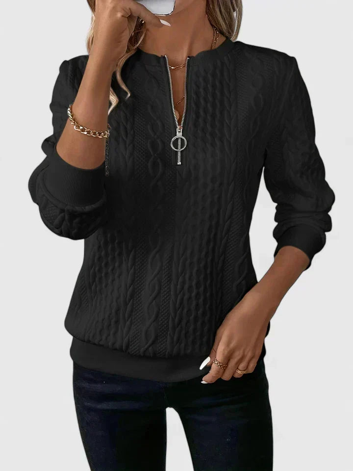 Whitney | Textured Half-Zip Sweater