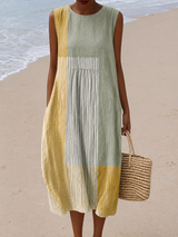 Thalia | Colorblock Sleeveless Midi Dress