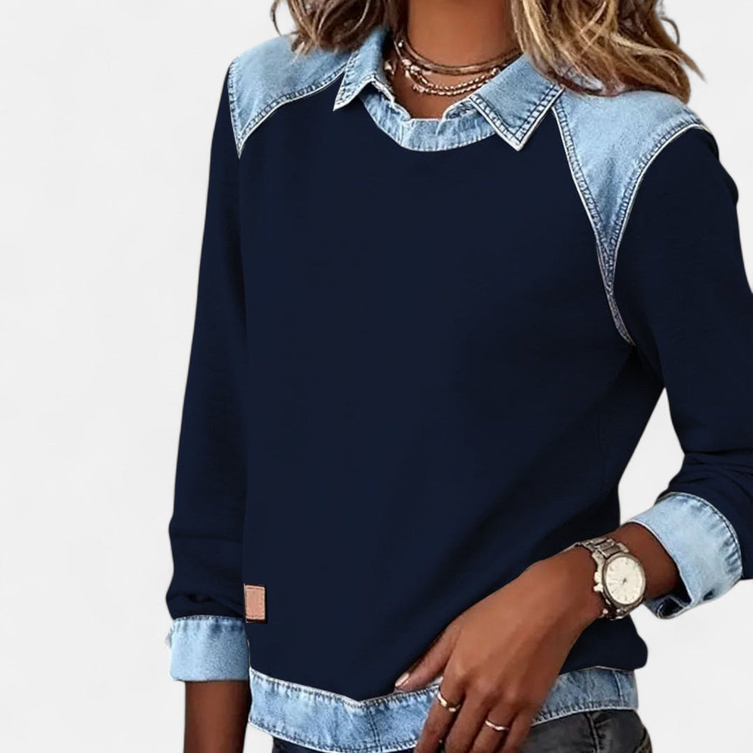 Odalie | Collared Two-Tone Sweater
