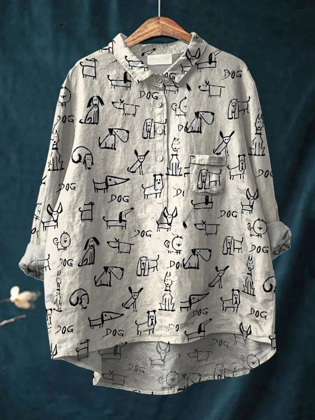 Wanda | Playful Dog-Print Buttoned Shirt
