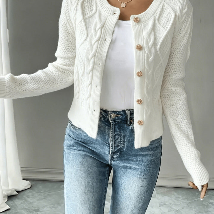 Eleanor | Cable-Knit Button-Front Cardigan