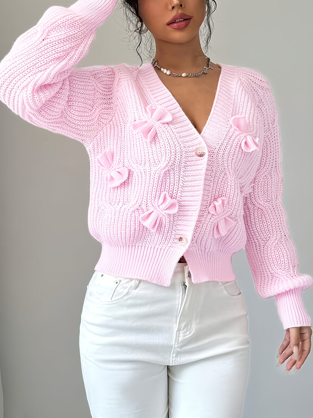 Evangeline | Bow-Detail Knit Cardigan
