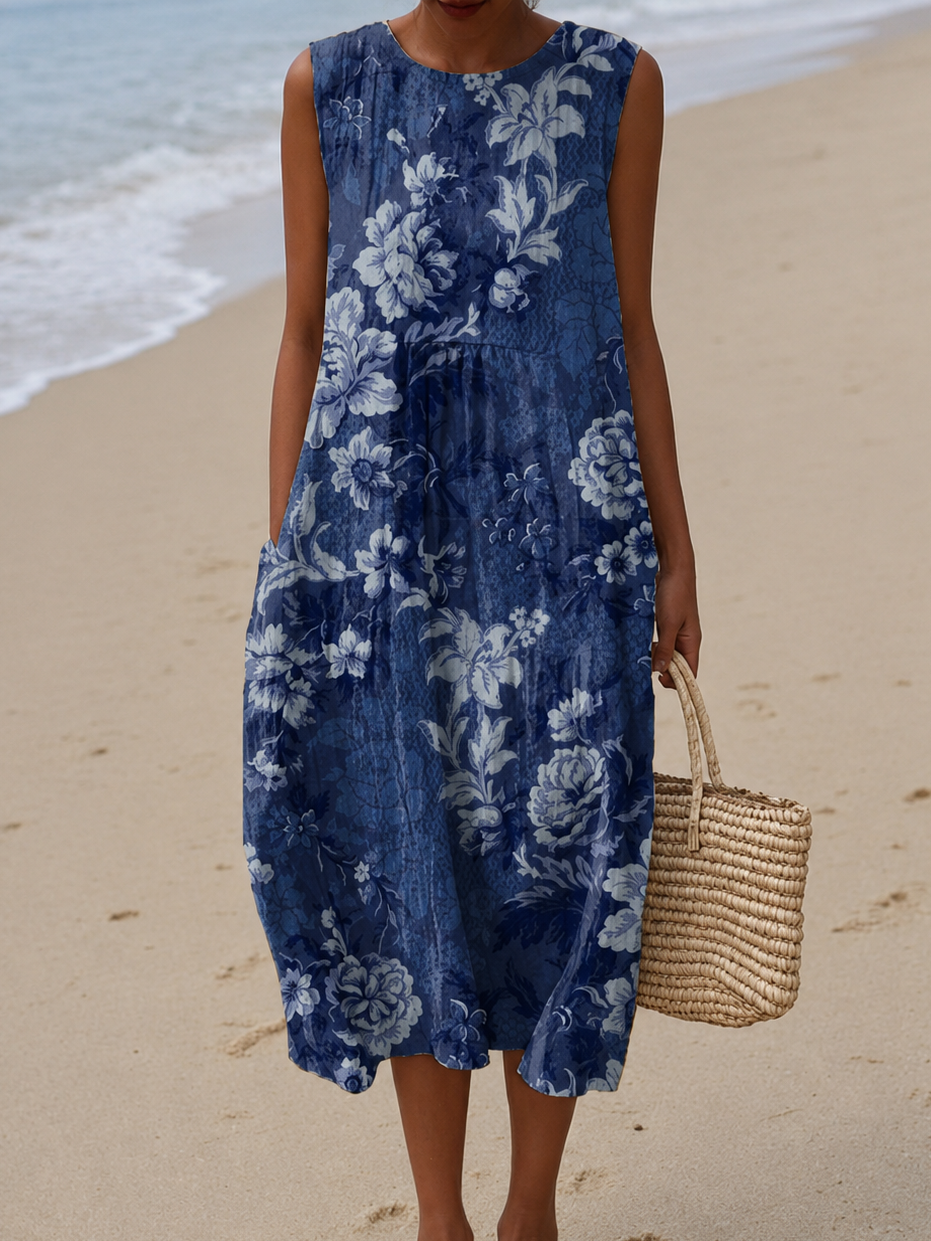 Gabrielle | Sleeveless Floral Midi Dress
