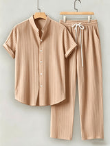 Patrick | Men's Textured Short Sleeve Shirt & Trouser Set