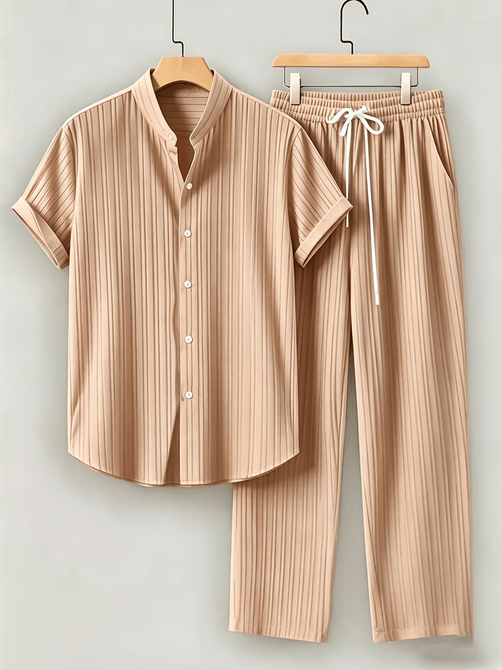 Patrick | Men's Textured Short Sleeve Shirt & Trouser Set